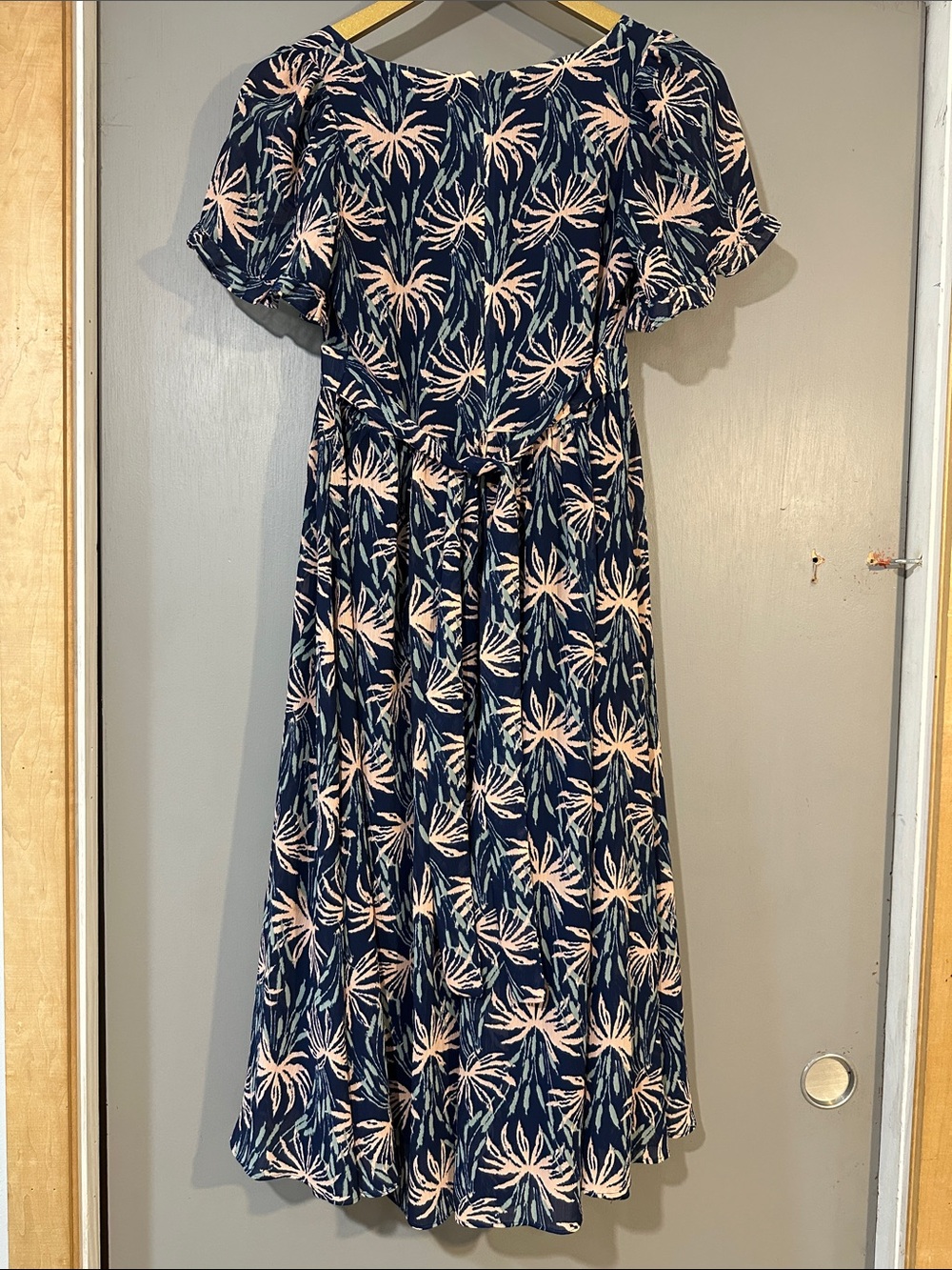 Madewell Navy Floral Maxi Dress Pink Print Puff Sleeve XXS - Picture 9 of 10